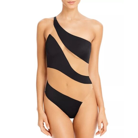 Norma Kamali Snake Mesh Mio One Piece Swimsuit in Black & Nude X-Small New Women - Picture 15 of 15